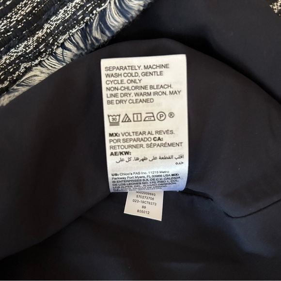 CHICO’S Metallic Thread Tweed Striped Jacket - Picture 13 of 14